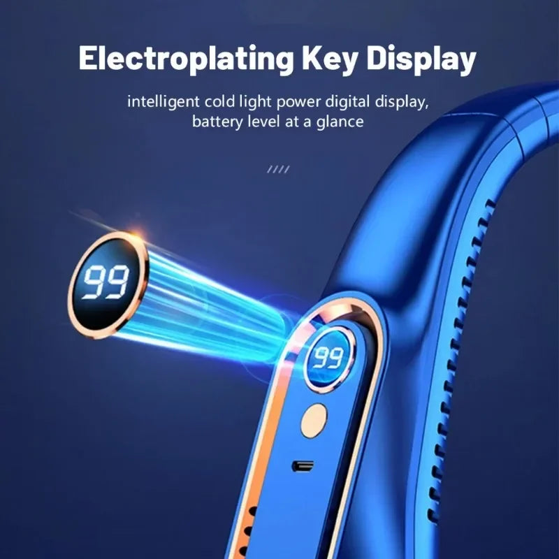 HOMEFISH USB Neck Fan – 5-Speed, Digital Display, Foldable Wearable Neck Fan Babs