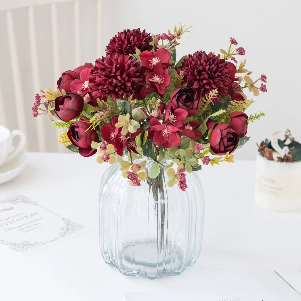 Artificial Silk Rose & Hydrangea Bouquet for Wedding Decor Artificial Flower Bouquet Babs