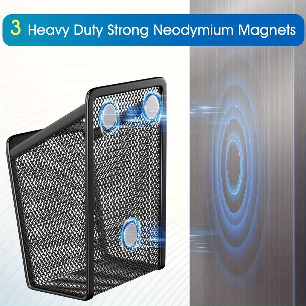 Magnetic Metal Mesh Storage Basket – Pen Holder & Desk Organizer Magnetic Desk Organizer Babs