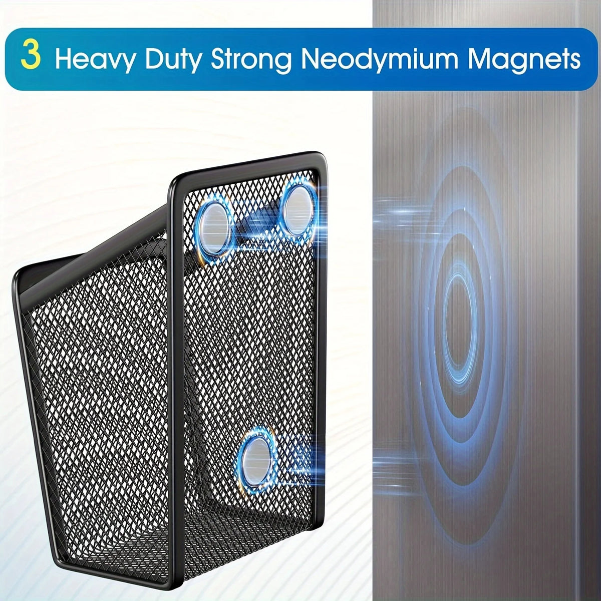 Magnetic Metal Mesh Storage Basket – Pen Holder & Desk Organizer Magnetic Desk Organizer Babs