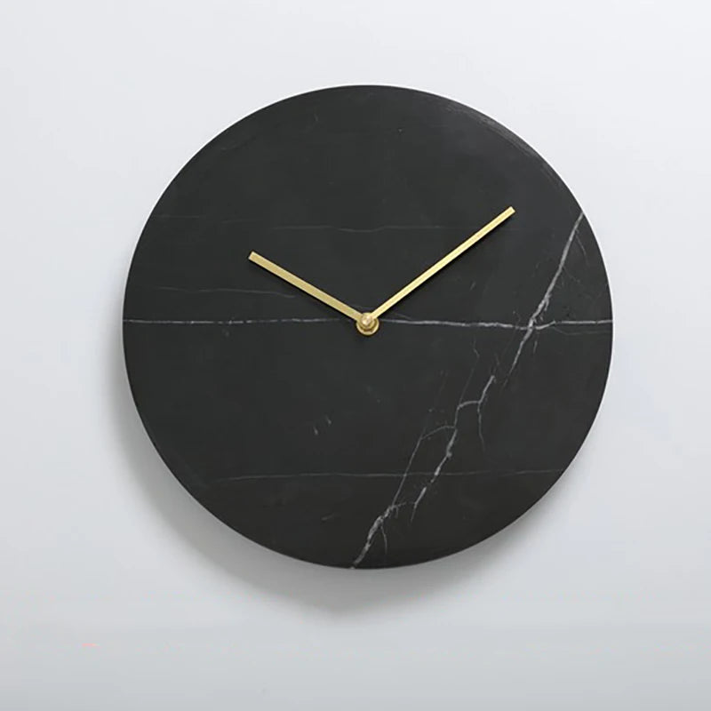Nordic Large Marble Wall Clock – Silent Quartz, Modern Décor Wall Clock Babs Style A Black 12 inch