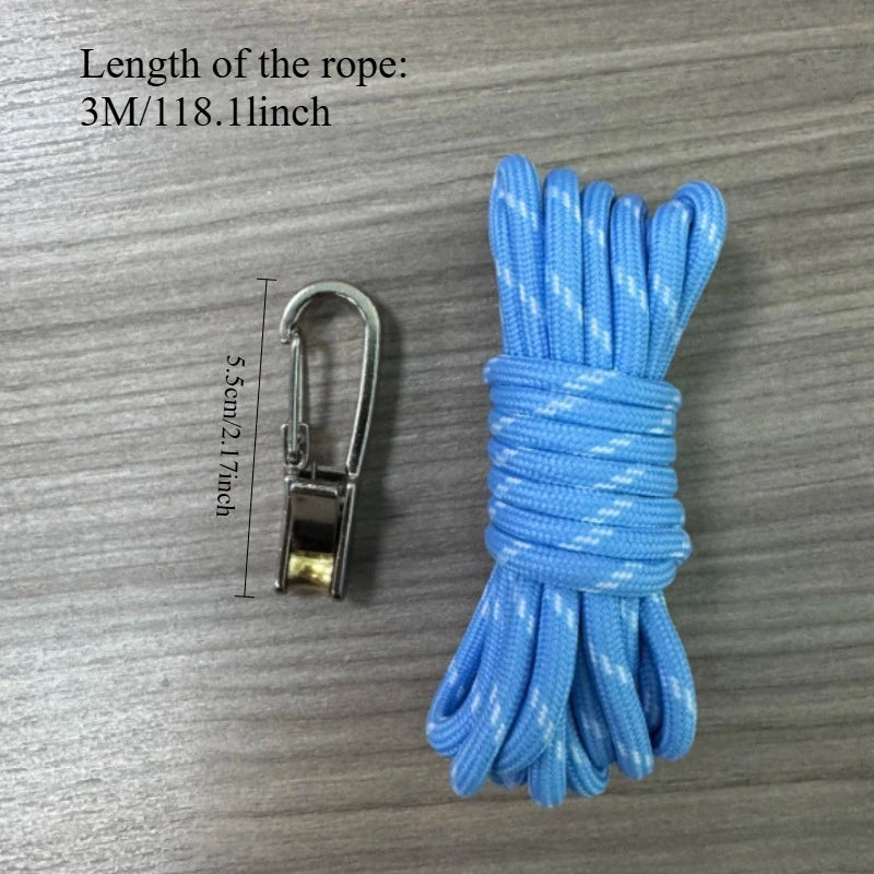 Rope Buckle Set with Lock Buckle – Camping & Outdoor Tie-Down Rope & Buckle Set Babs Blue