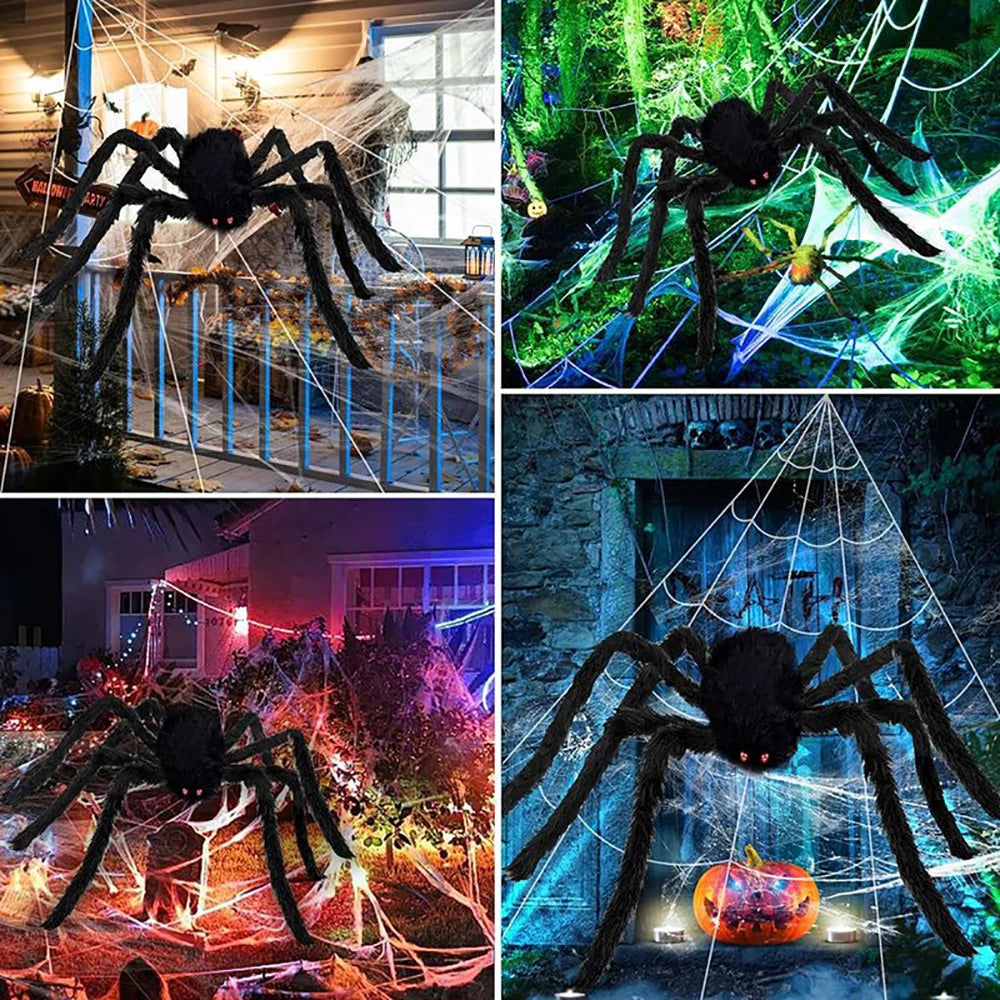 5M Large Halloween Triangle Spider Web Plush Yard Decoration Halloween Spider Web Babs