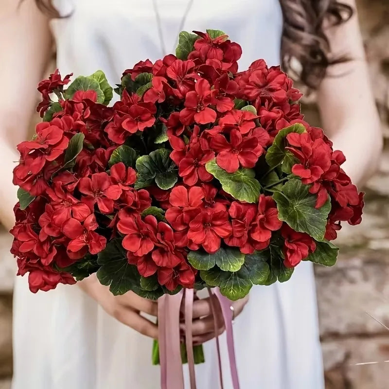 Silk Begonia Geranium Artificial Flower Arrangement – Home Decor Artificial Flower Arrangement Babs