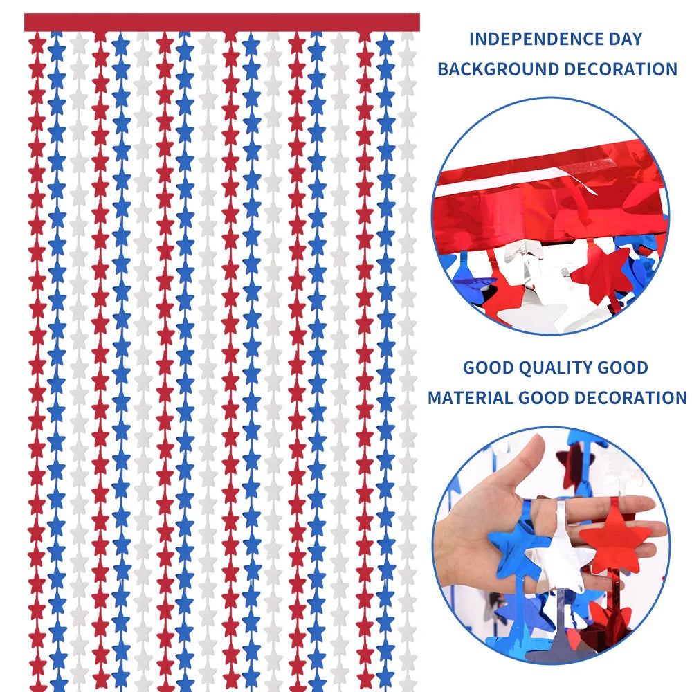 10pcs Star Rain Silk Curtain Red Backdrop Garland Decor Party Backdrop Curtain Babs
