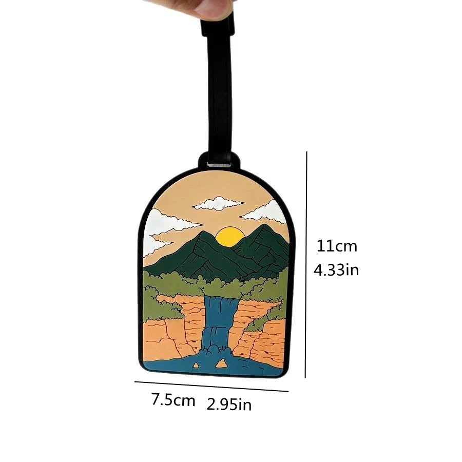 Mountain Sunset Luggage Tag – Privacy Travel Bag Identifier Luggage Tag Babs