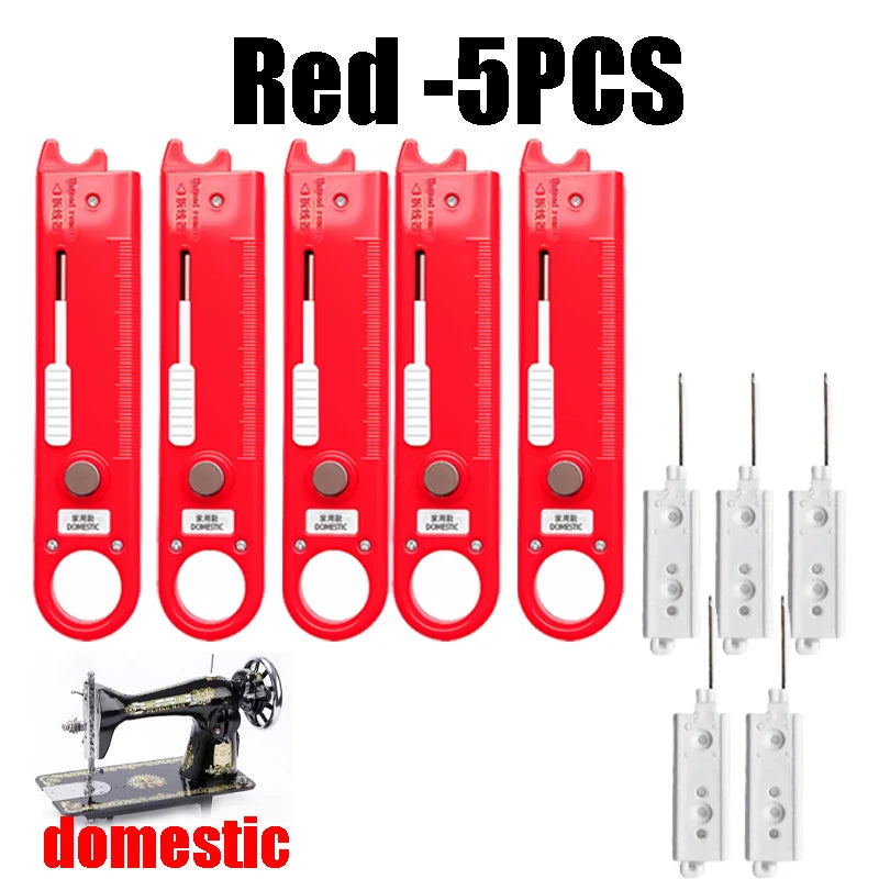Automatic Needle Threader with Magnifier & Ruler | Sewing Tool Needle Threader Tool Babs Red domestic-5PCS