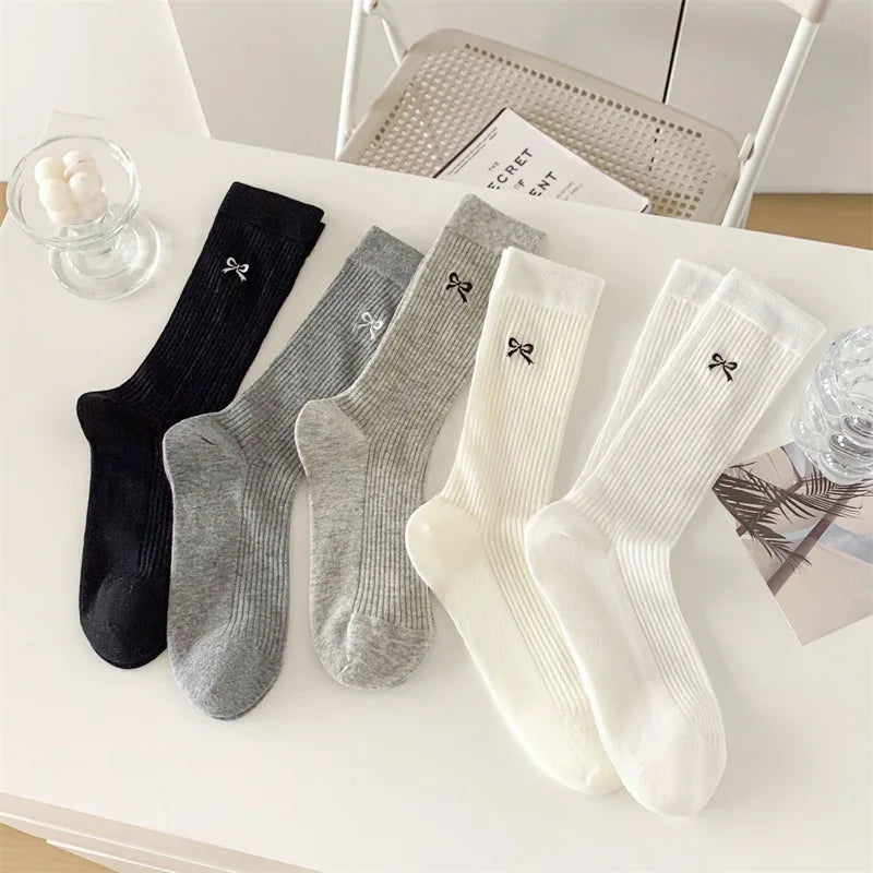 Girls Lace Bow Ruffle Socks – Breathable Knit Mid-Calf Lace Ruffle Socks Babs