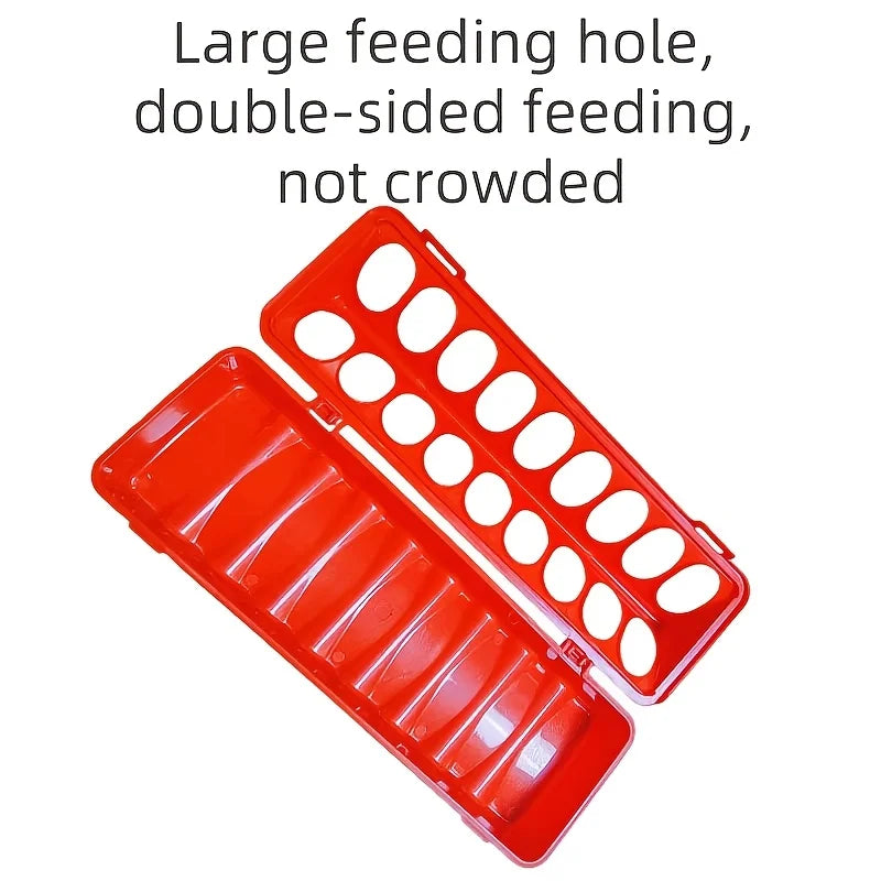 Flip Top Plastic Chicken Feeder Trough – No Mess Multi-Hole Poultry Feeder Trough Babs