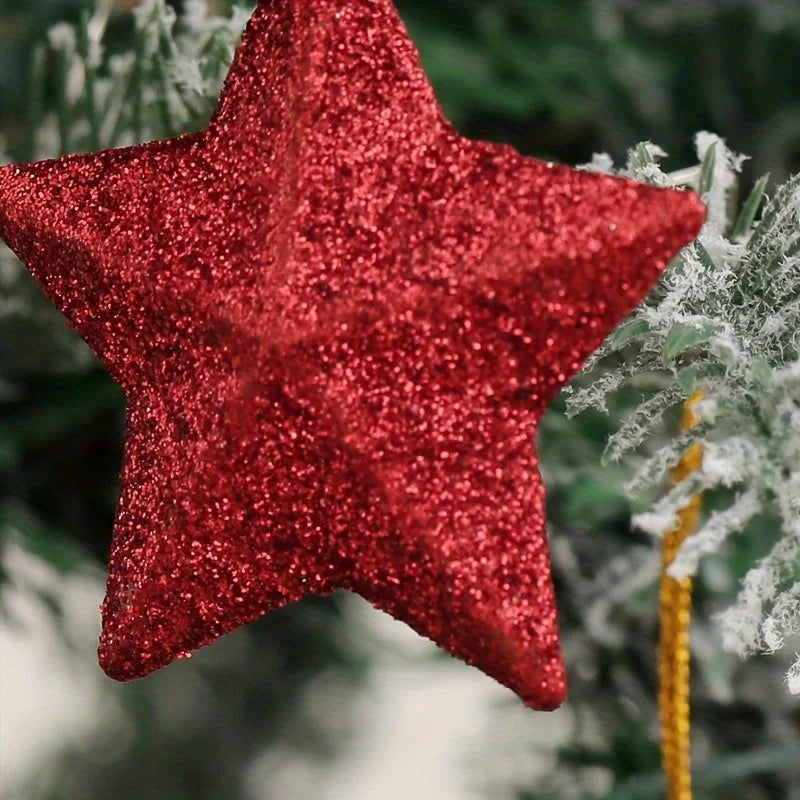 Christmas Tree Glitter Star Pendant Decorations – Festive Set Christmas Tree Ornament Babs
