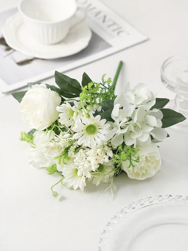 Silk Peony Artificial Flower Bouquet for Wedding & Home Decor Artificial Flower Bouquet Babs Beige 1 PC