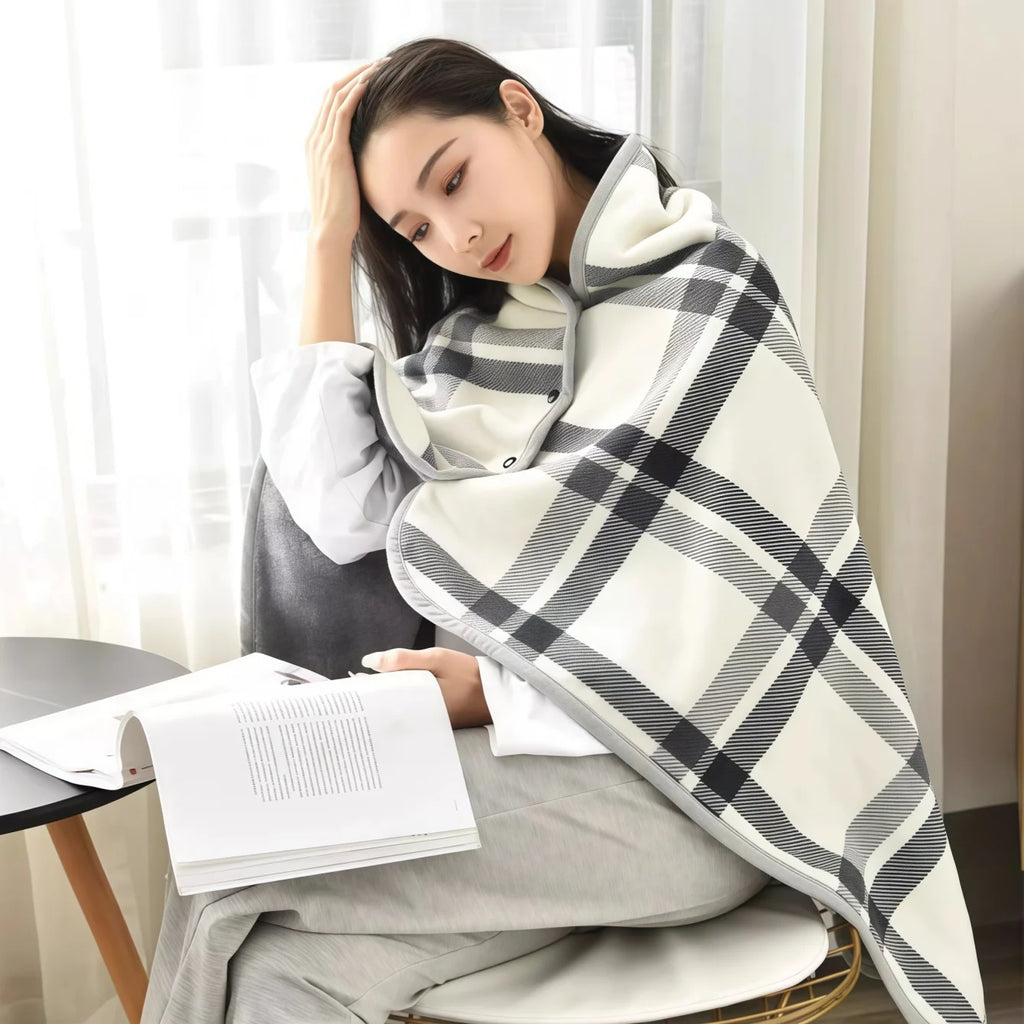 Fleece Wearable Plaid Blanket Poncho Throw – Sofa, Bed & Office Wearable Fleece Blanket Babs