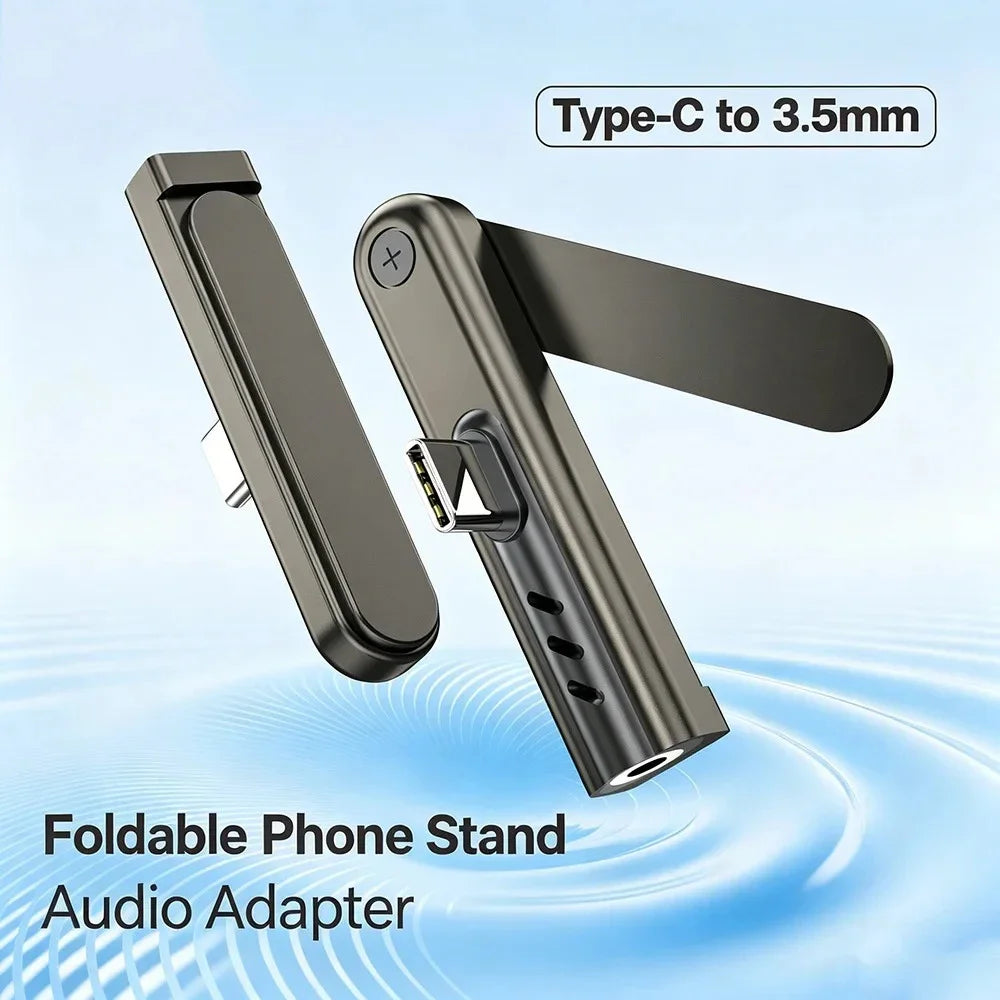 USB-C to 3.5mm Audio Adapter with Foldable Phone Stand Audio Adapter Babs