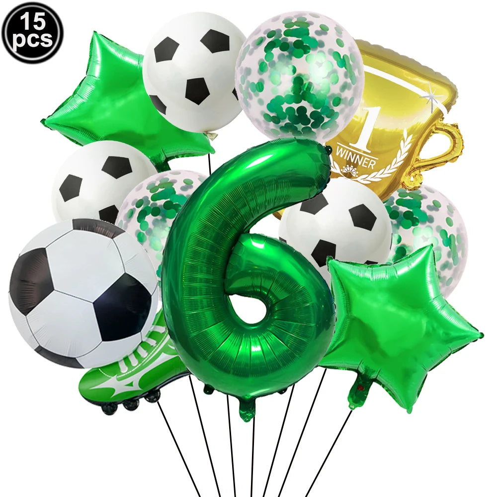 32" Soccer Ball Foil Balloon Set – Kids Birthday Party Decor Party Foil Balloons Babs Green Number 6 As pictures show