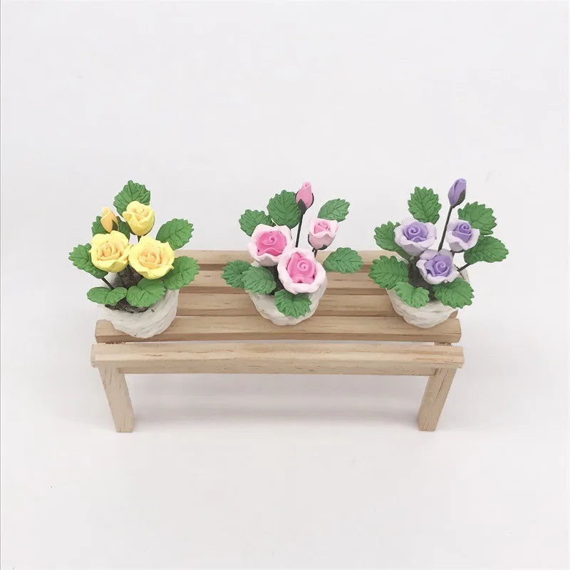 1:12 Dollhouse Miniature Potted Flower Fairy Garden Ornament Dollhouse Miniature Babs