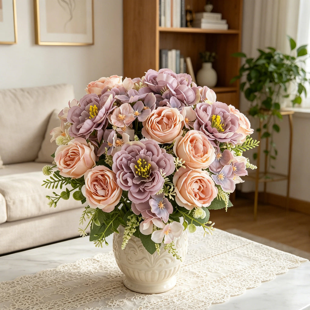 Artificial Silk Peony Hydrangea Bouquet – Wedding & Home Décor Artificial Flower Bouquet Babs