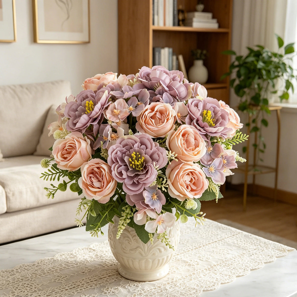 Artificial Silk Peony Hydrangea Bouquet – Wedding & Home Décor Artificial Flower Bouquet Babs
