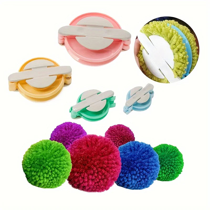 4-Piece Plush Ball Weaving Machine Kit – DIY Pom-Pom Tool Set Pom-Pom Maker Kit Babs