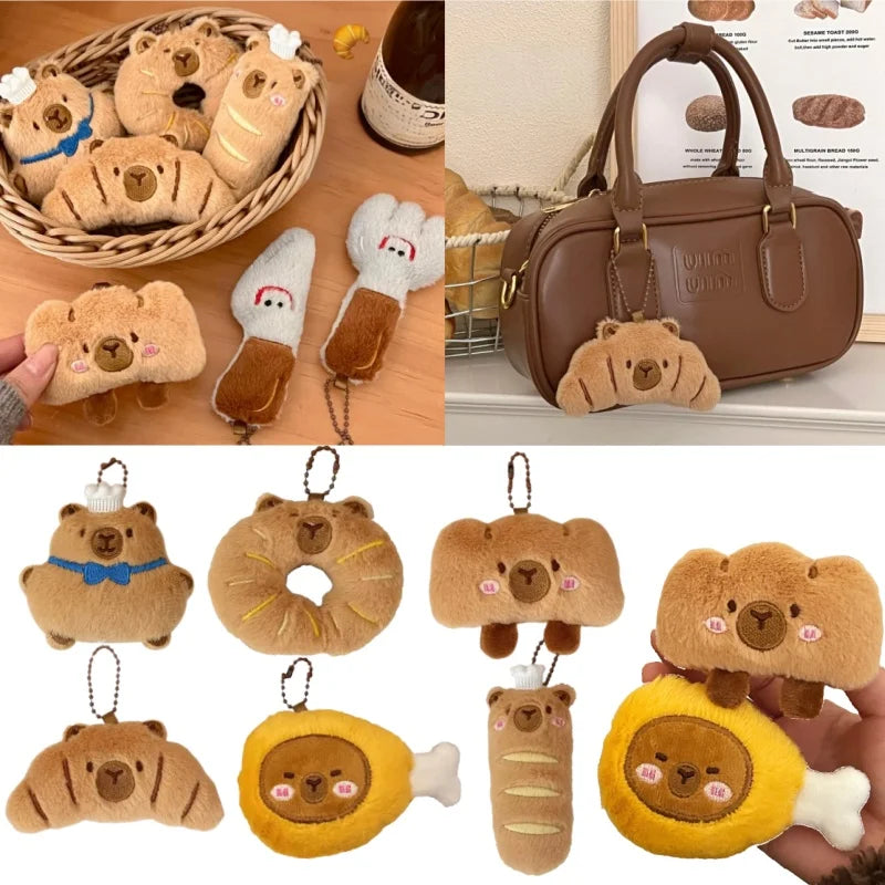 Cartoon Capybara Plush Keychain – Stuffed Croissant Pendant Plush Keychain Babs