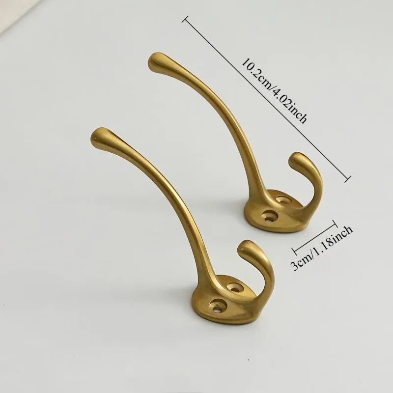 2-Pack Rustic Brass Wall Mount Coat Hooks – Heavy Duty Iron Wall Mount Coat Hook Babs