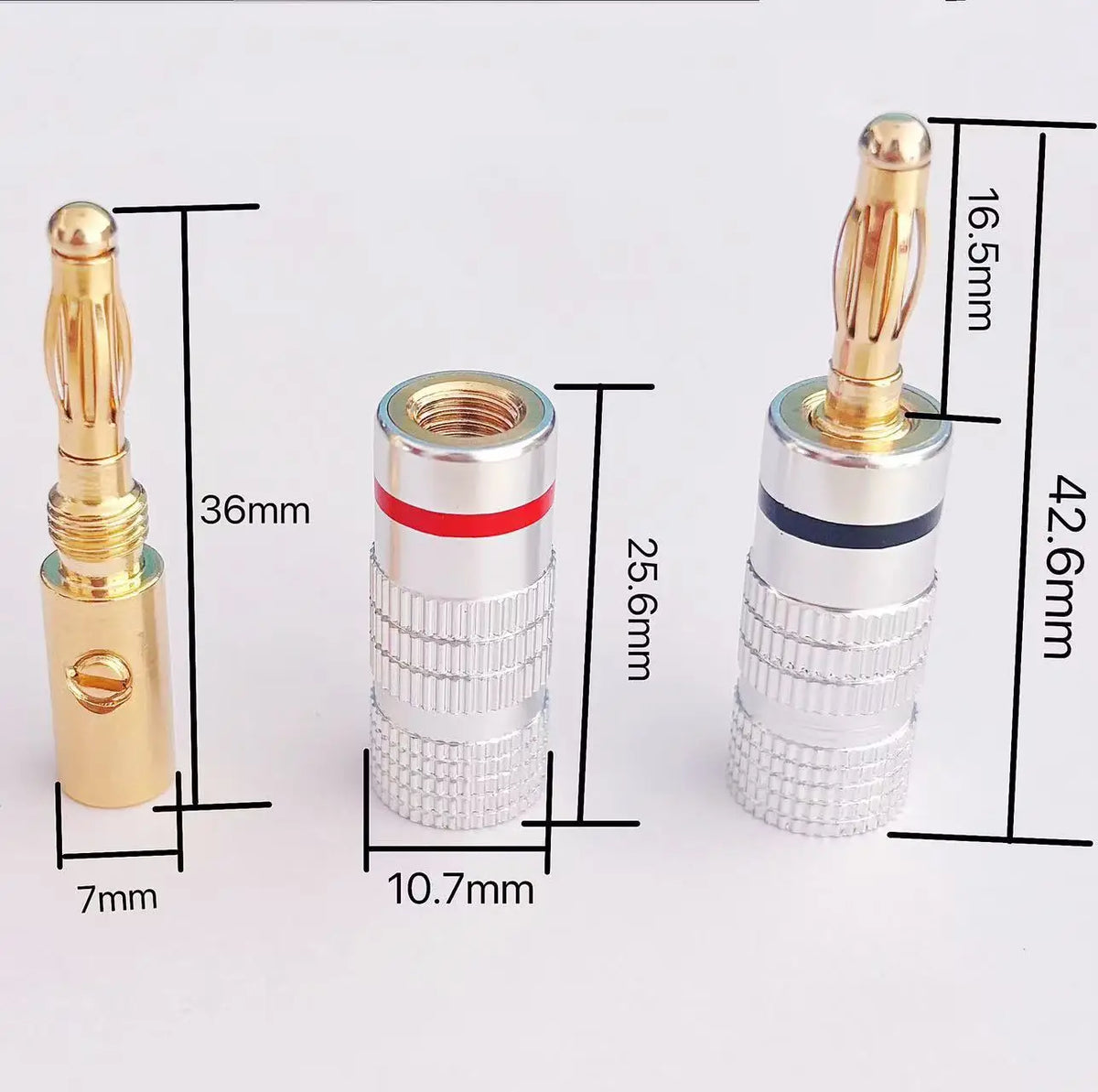 Banana Plug Binding Post Connector – Gold-Plated, 4mm, No Solder Audio Binding Post Babs A3