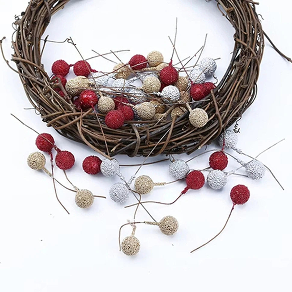 50/100Pcs Foam Cherry Artificial Fruit Stamen Wedding Christmas Decor Artificial Fruit Decor Babs