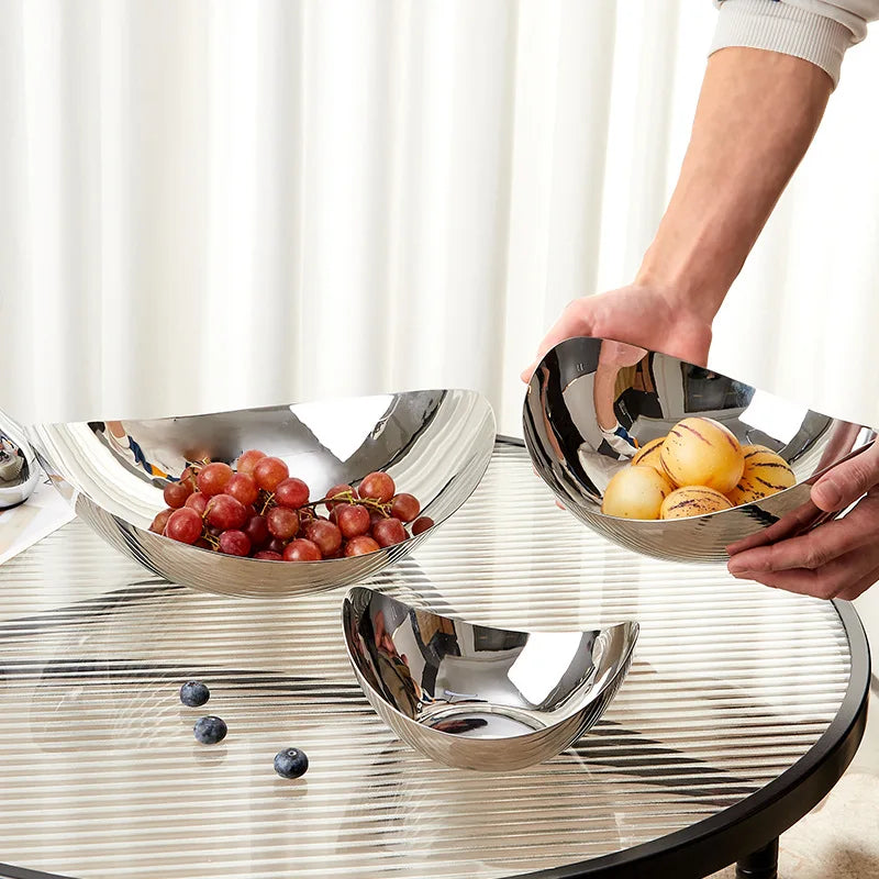 Nordic Stainless Steel Decorative Tray Set – Fruit & Storage Decorative Serving Tray Babs