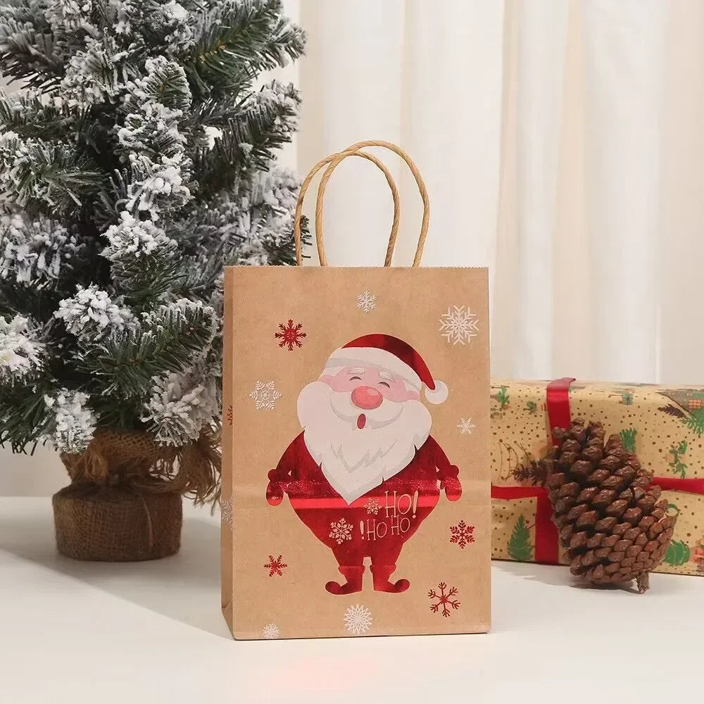 Christmas Kraft Paper Gift Bags – Festive Xmas Packing Bags Christmas Gift Bags Babs Christmas snowman 21x15x8cm 5pcs