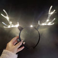 LED Crystal Antler Headband – Halloween & Christmas Party LED Party Headband Babs WHITE