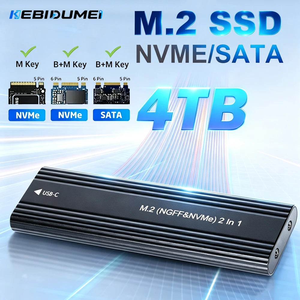 M.2 NVMe SATA SSD Enclosure 10Gbps USB-C Aluminum Case SSD Enclosure Babs