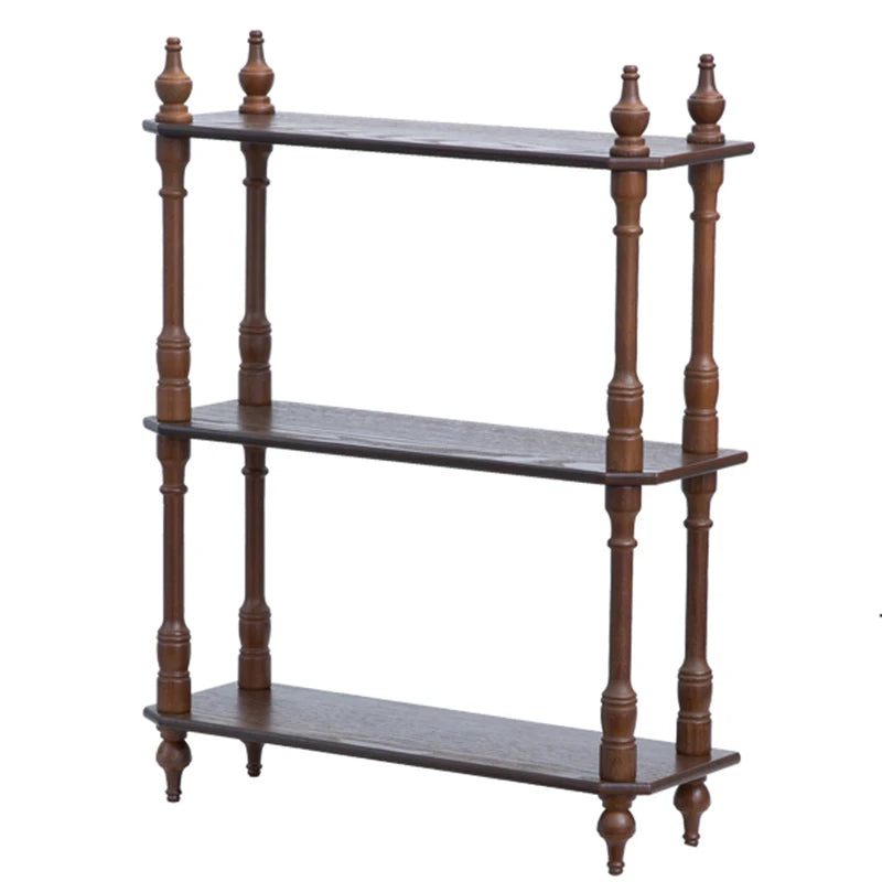 Wooden 3-Tier Storage Shelf Rack | Modern Home Display Wooden Storage Shelf Babs Walnut Wood Color