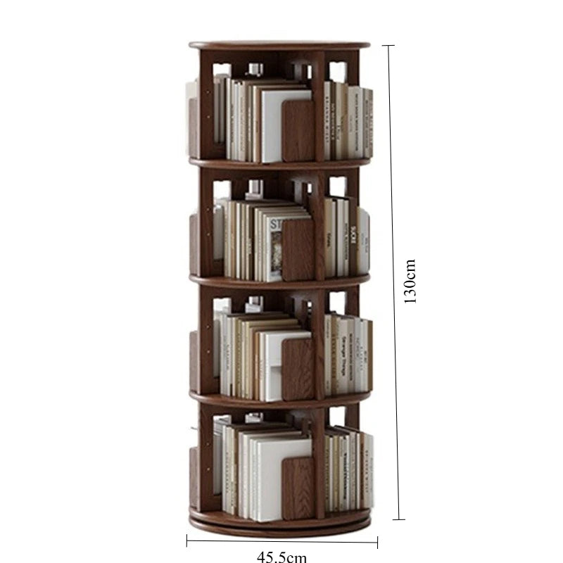 Rotating 6-Tier Wood Corner Bookshelf – Modern Bookcase Rotating Bookcase Babs Brown 4 layers