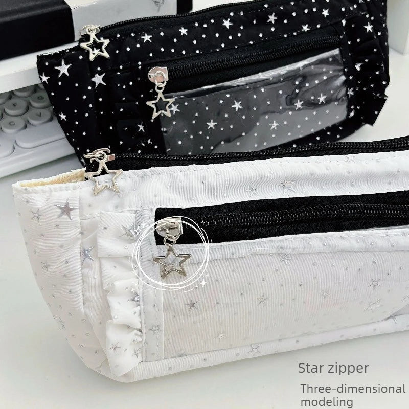 Cute Ruffle Trim Pencil Case – Large Capacity Stationery Bag Pencil Case Babs