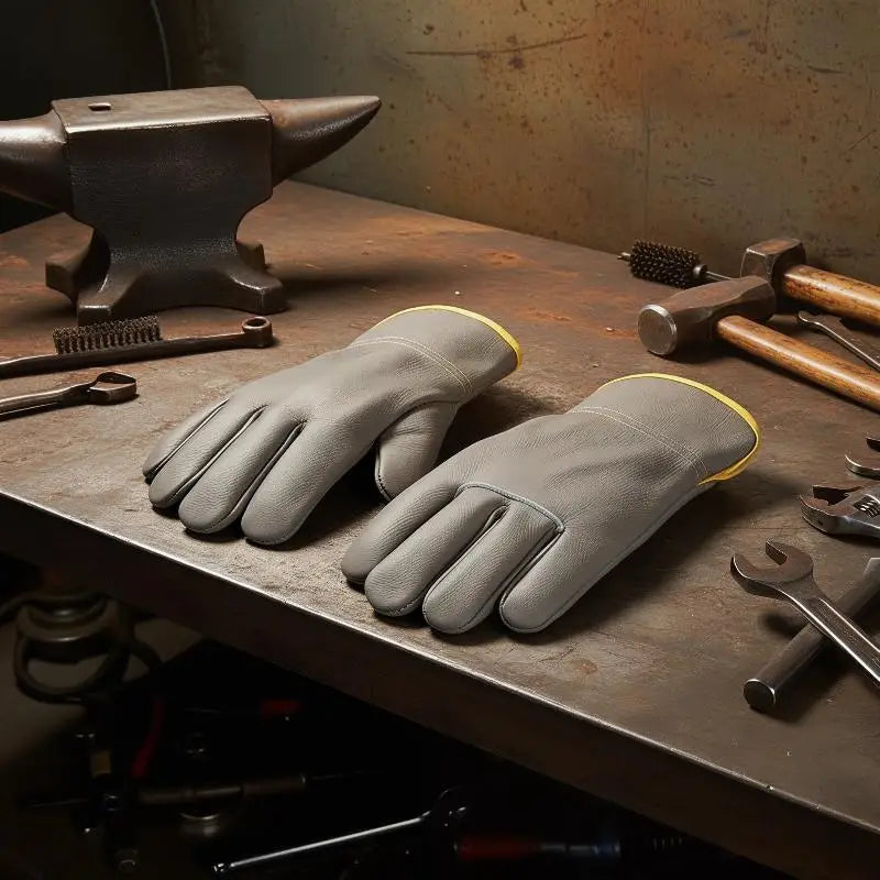 HUXUAN Leather Welding Work Gloves – Spark & Abrasion Resistant Leather Work Gloves Babs