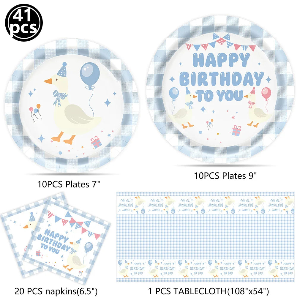 Blue Goose Party Supplies – Balloons, Banner & Cake Topper Party Decoration Set Babs MULTI