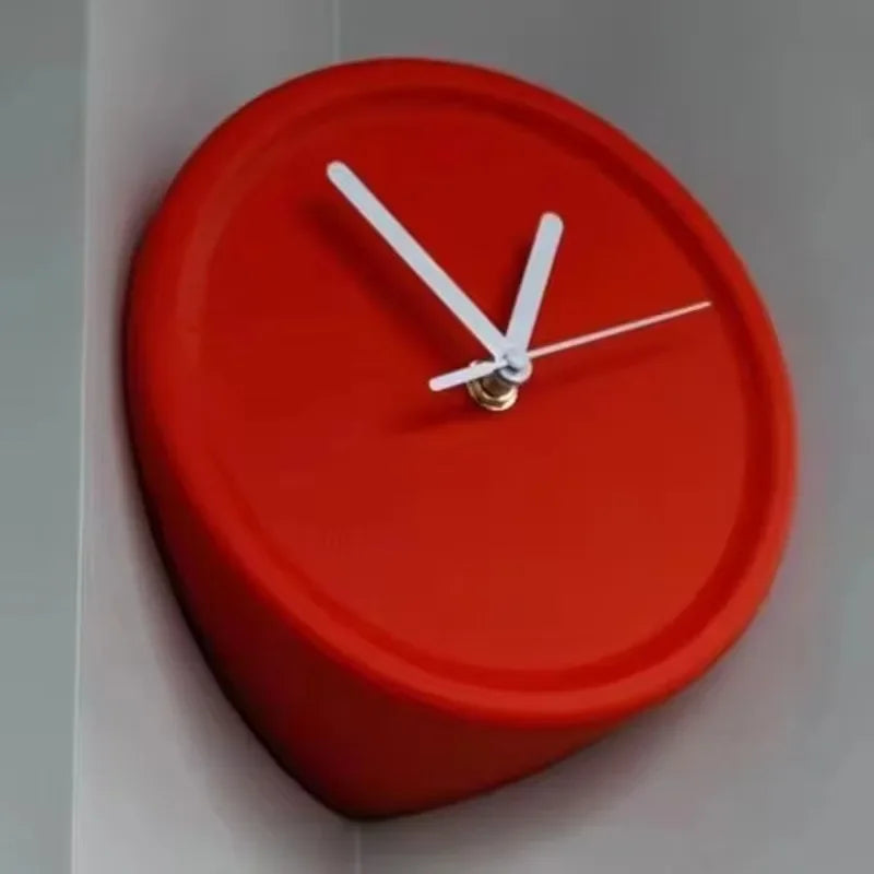 Silent Corner Wall Clock | Modern 3D Art Home Décor Wall Clock Babs Red