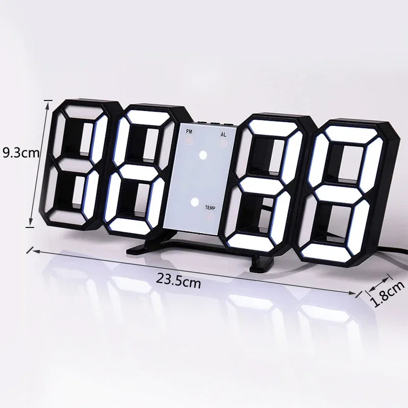 3D LED Digital Wall Clock – Night Mode, Alarm & Temperature LED Wall Clock Babs