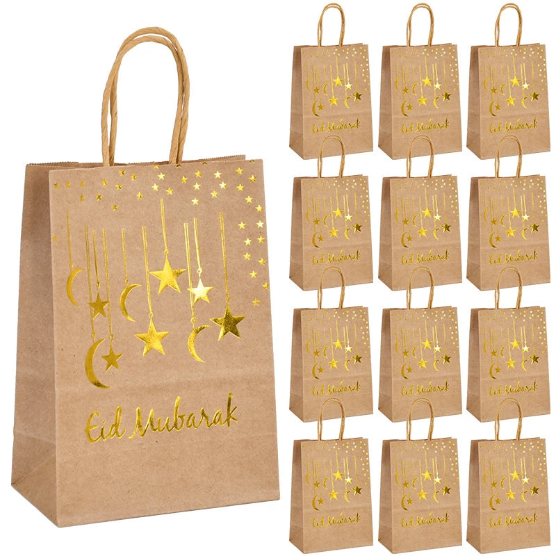 Eid Mubarak Kraft Gift Bags | Ramadan Party Supplies 5/10Pc Party Gift Bags Babs