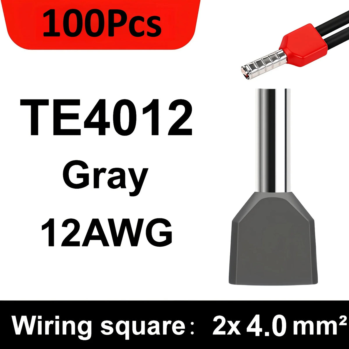 Double Wire End Ferrules Terminal – 100/750 Pcs Twin Pin Crimp Wire Ferrule Terminal Babs 100Pcs TE4012