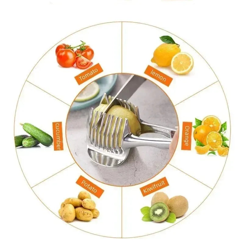 Handheld Fruit & Vegetable Slicer – Lemon Tomato Onion Cutter Fruit Vegetable Slicer Babs
