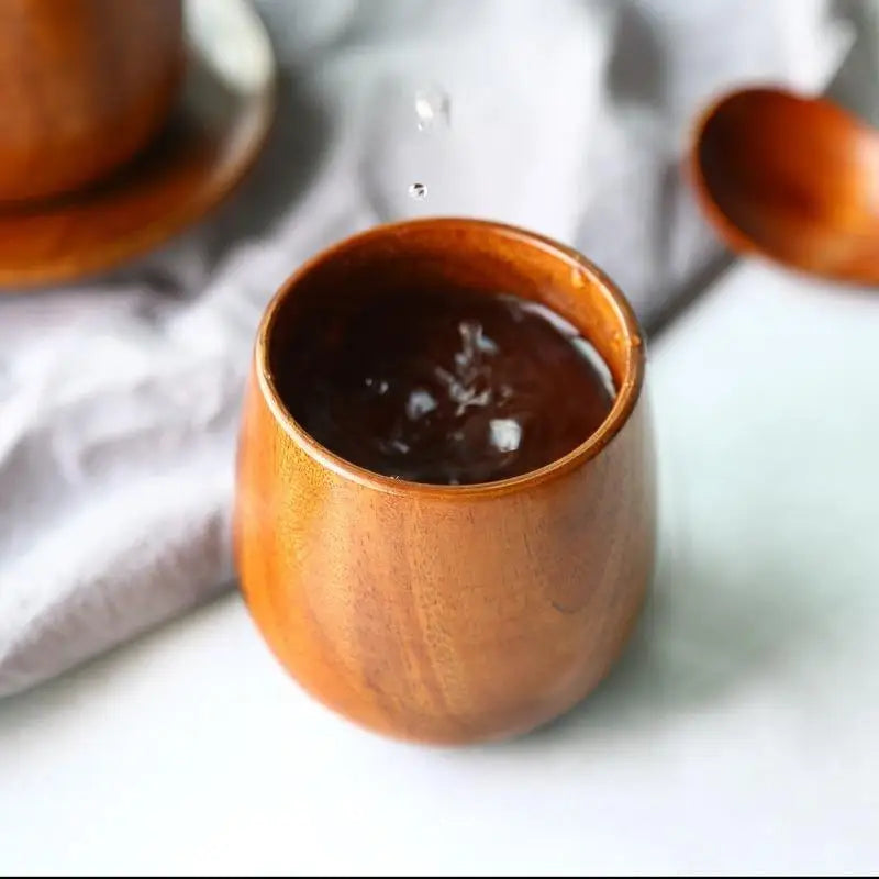 Nordic Solid Wood Double-Layer Tea & Wine Cup – 100ml Wooden Drinkware Cup Babs