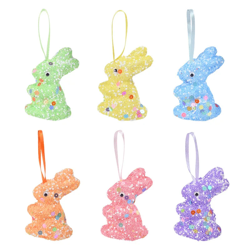 Easter Foam Bunny Hanging Ornaments 6/12 Pcs – Spring Decor Easter Hanging Ornaments Babs 6Pcs