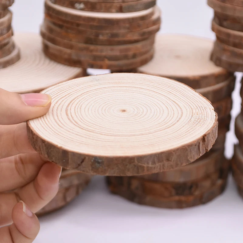 Natural Pine Wood Slices Unfinished Log Discs – DIY Crafts Wood Craft Discs Babs