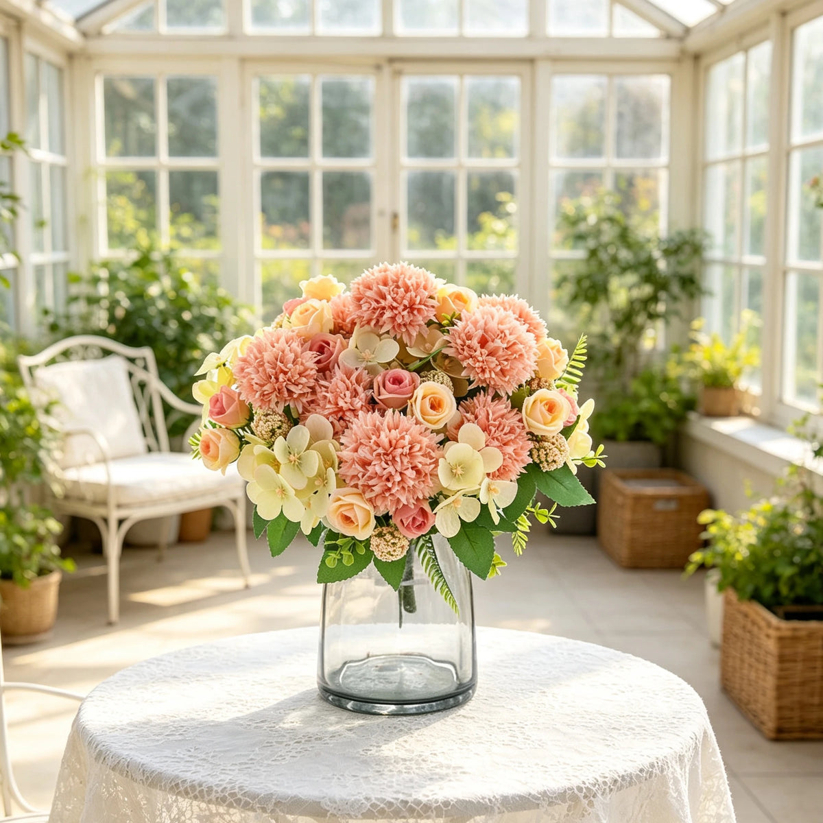 Silk Chrysanthemum Rose Artificial Flowers – Wedding & Home Décor Artificial Flower Bouquet Babs