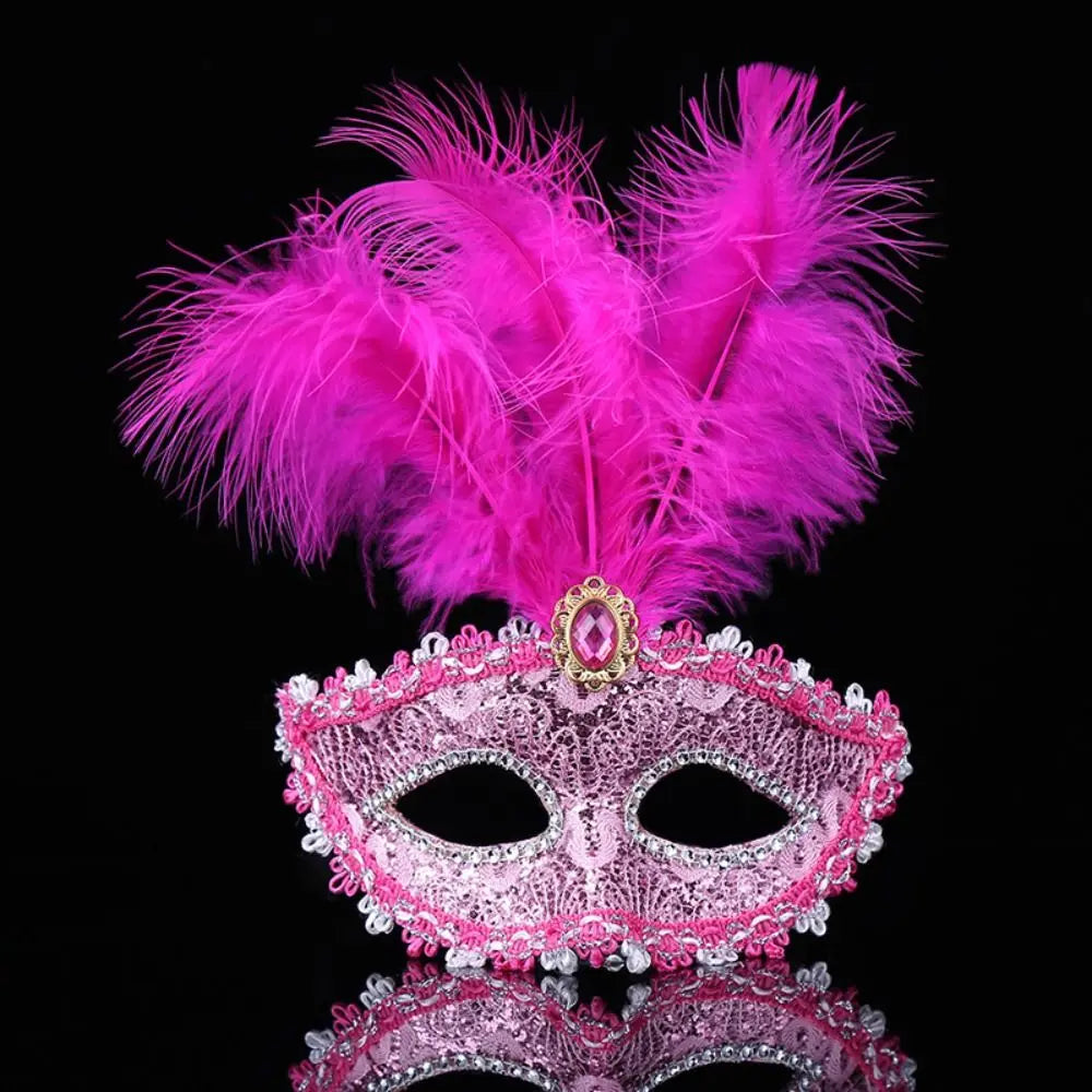 Phantom Dancer Half Face Masquerade Mask – Cosplay & Party Masquerade Costume Mask Babs Rose red
