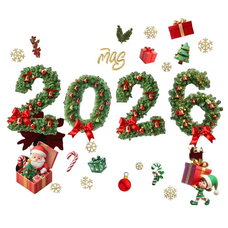 2026 Christmas Window Stickers – Santa & Snowflake Decals Holiday Window Stickers Babs