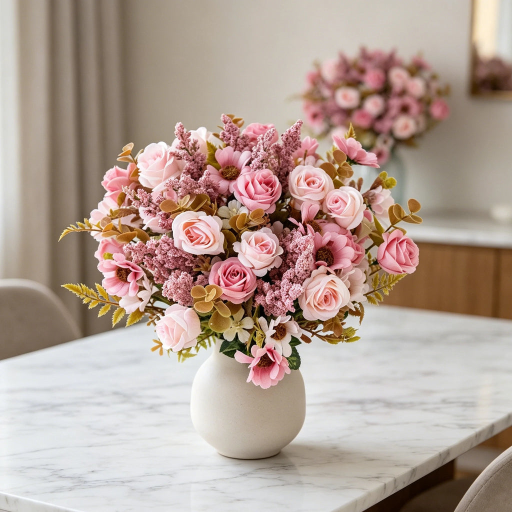 Silk Rose Artificial Flower Bouquet – Wedding & Home Décor Artificial Flower Bouquet Babs