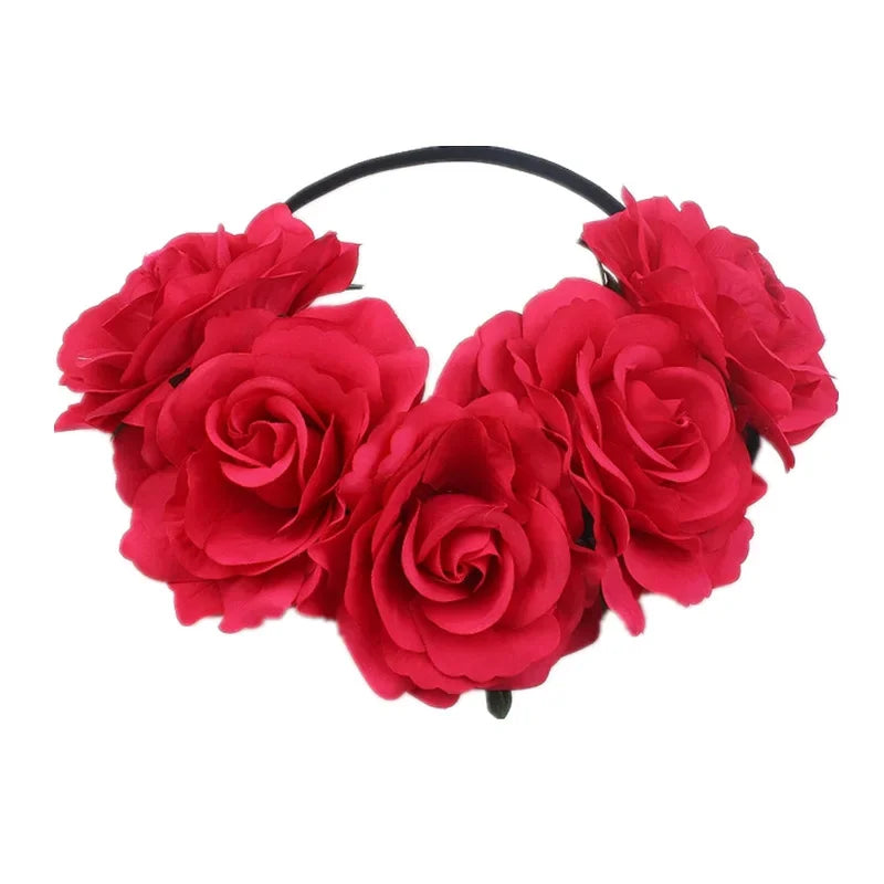 Rose Floral Wreath Crown Headband – Bridal & Party Hair Accessory Floral Hair Crown Babs 12