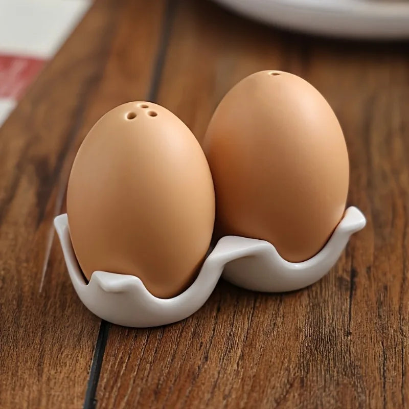 Ceramic Egg Salt & Pepper Shaker Set – 2Pcs Porcelain Cruet Salt & Pepper Shakers Babs