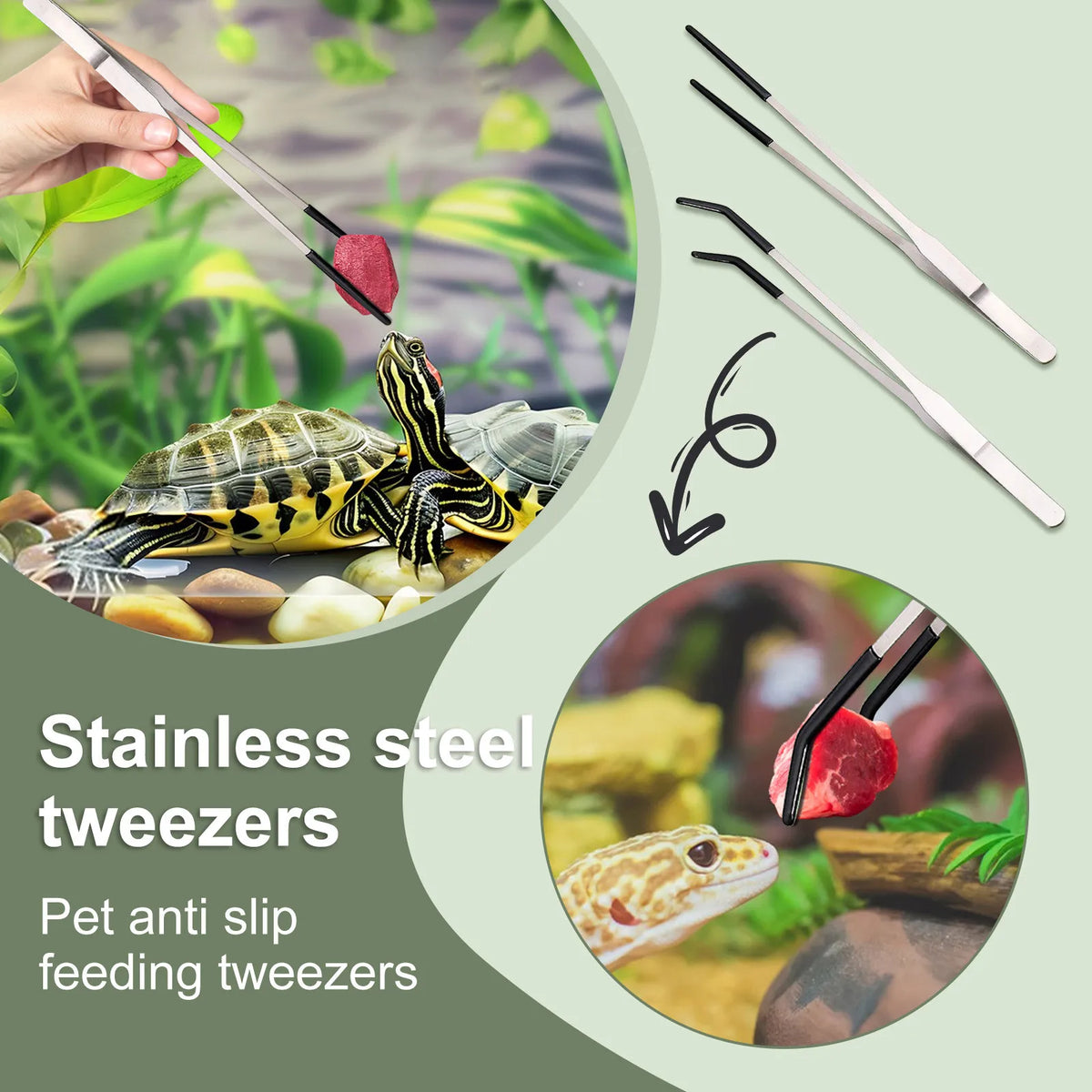 Reptile Feeding Tongs – 10.6" Stainless Steel Straight & Curved Reptile Feeding Tongs Babs